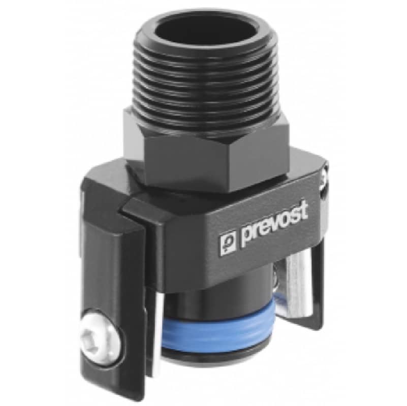 Prevost PPS SQMM Straight Aluminum Fitting With Tapered Male Thread For Square Profile 1